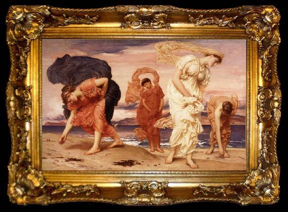 framed  Frederick Leighton Greek Girls Picking up Pebbles by the Sea, ta009-2